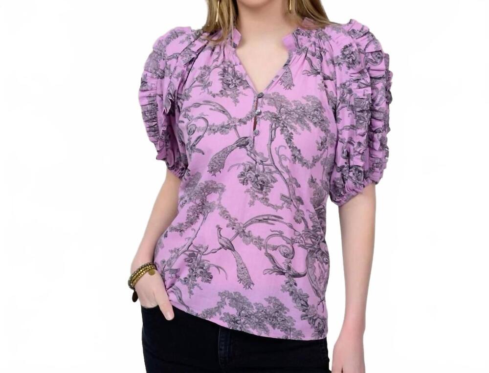 NEW IVY JANE oriana toile ruffle sleeve top in mauve